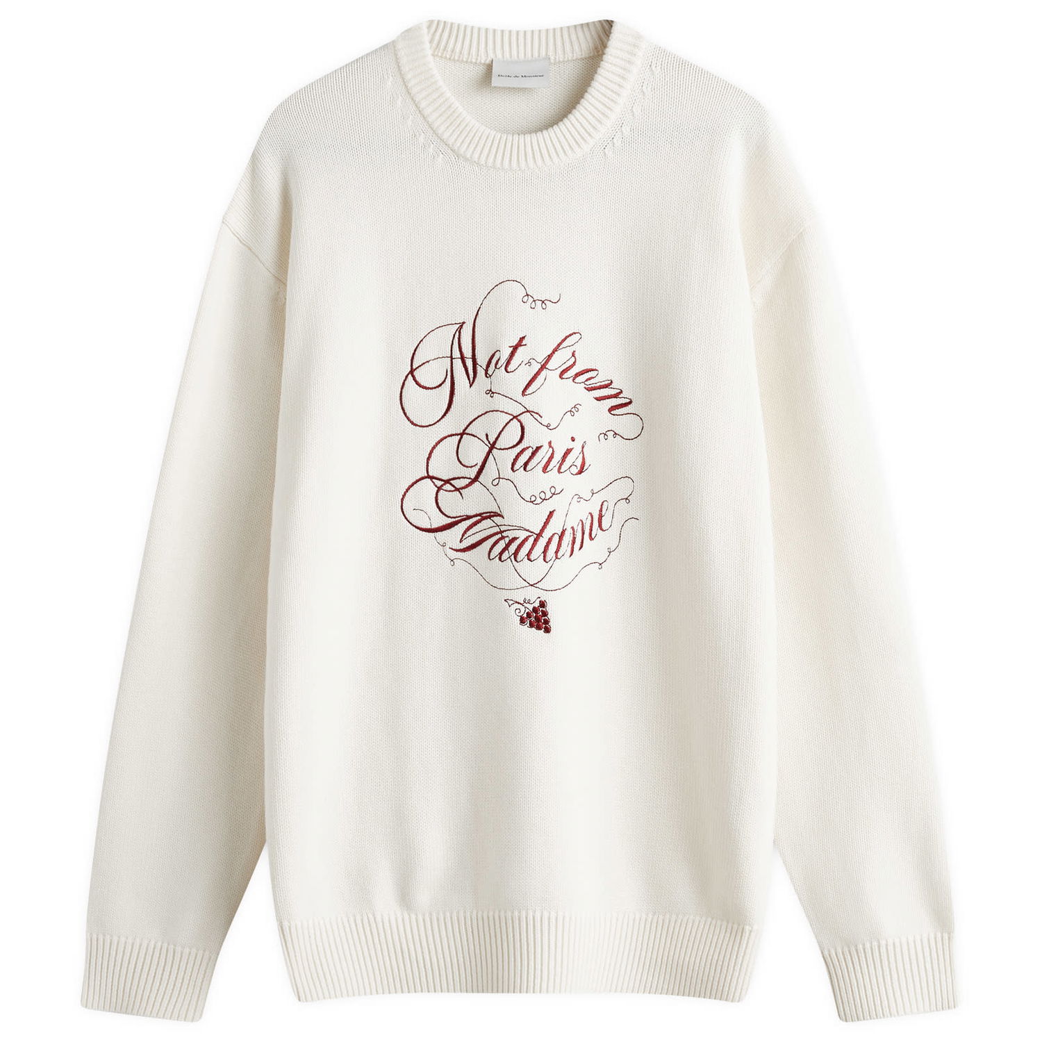 Пуловер Drôle de Monsieur Crew Knit With Graphic Print Бяло | F-PO178-WO023-CM, 0