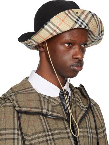 Шапка Burberry Burberry Check Brim Gabardine Bucket Hat Бежово | 8112364, 1