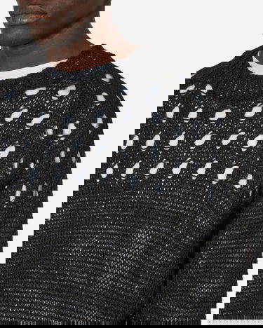 Пуловер Dries Van Noten Linen Crewneck Sweater Black Черно | 241-021226-8710 900, 5
