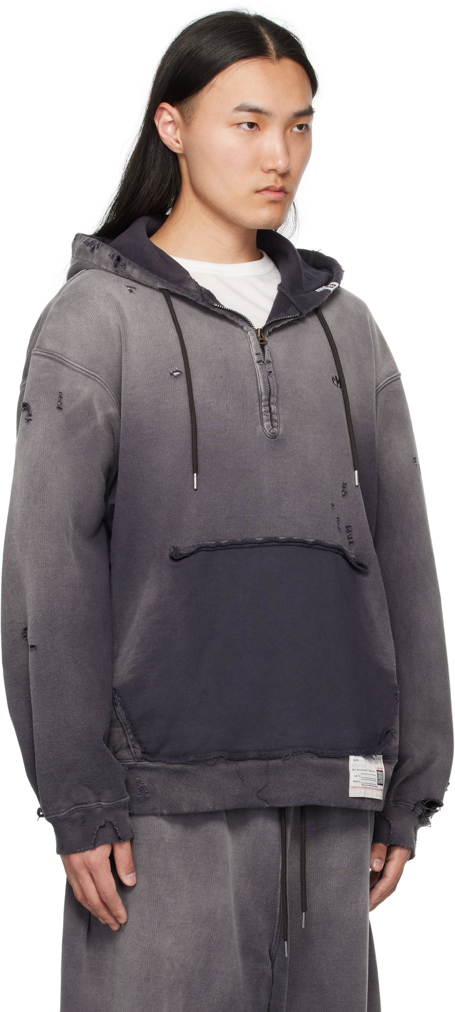 Суитчър Maison MIHARA YASUHIRO Maison MIHARA YASUHIRO Sun Faded Half Zip-Up Hoodie Сиво | A14HD532, 1