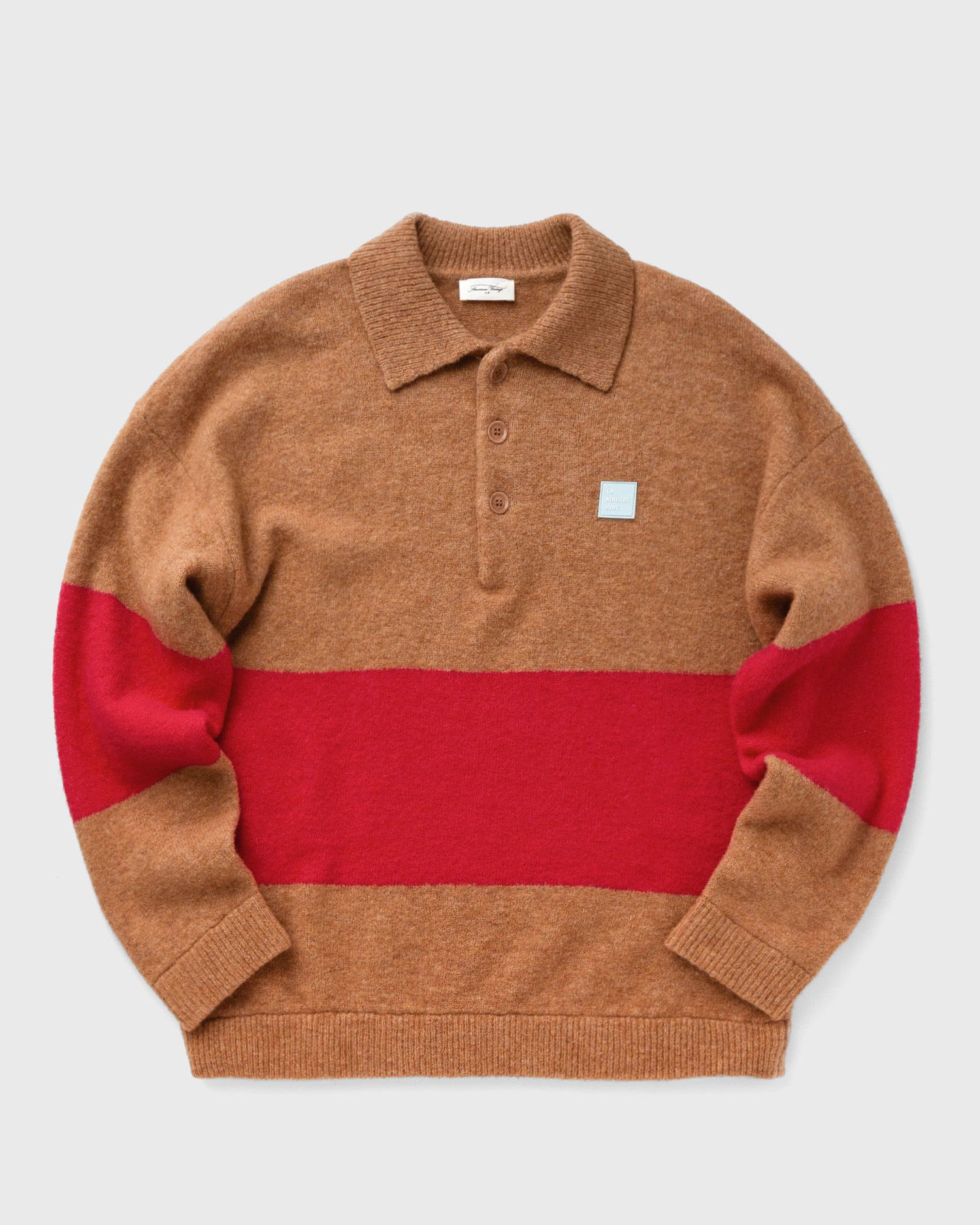 Пуловер American Vintage American Vintage GYLSON Knit Polo Sweater Кафяво | GYL18AH24-BEIGE-RAYE-FUCHSIA-CHINE, 0