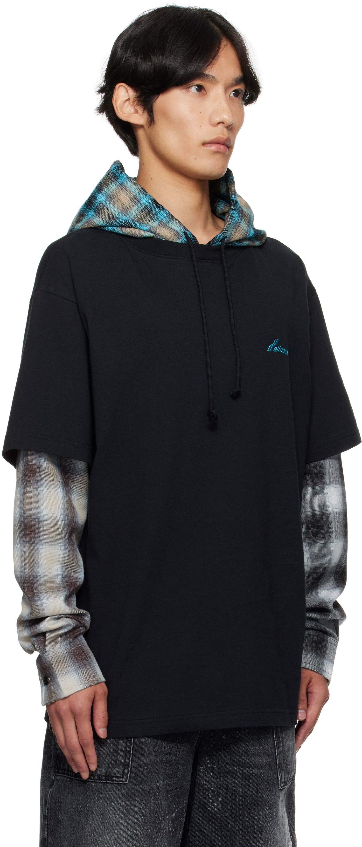 Тениска We11done We11done Checkered Layered T-Shirt Черно | WD-TT2-25-783-U-BK, 1