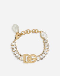Dolce & Gabbana Gold-Tone Crystal & Faux Pearl Bracelet