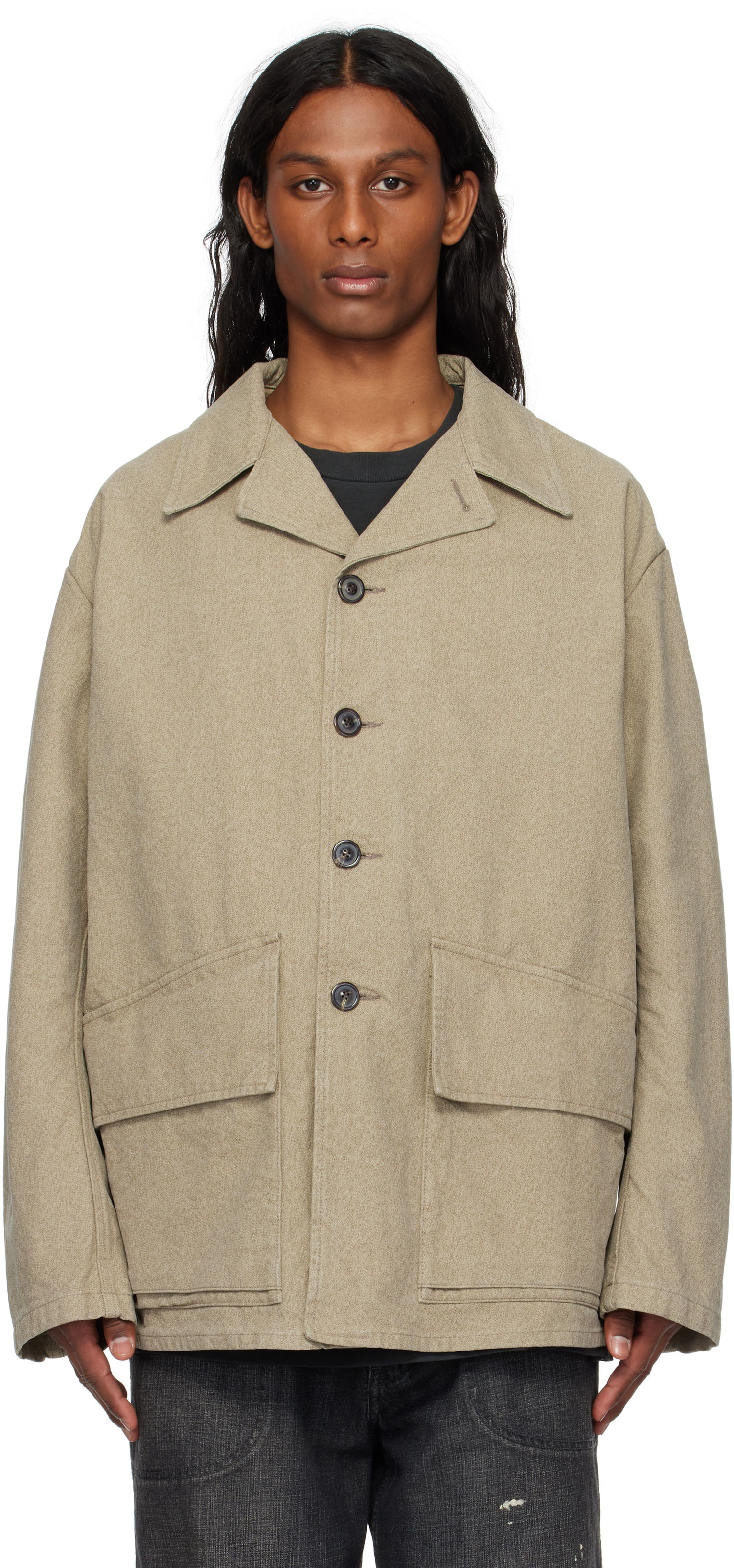 Яке Maison Margiela Maison Margiela Cotton Caban Jacket Бежово | S50AM0629 M35310, 0