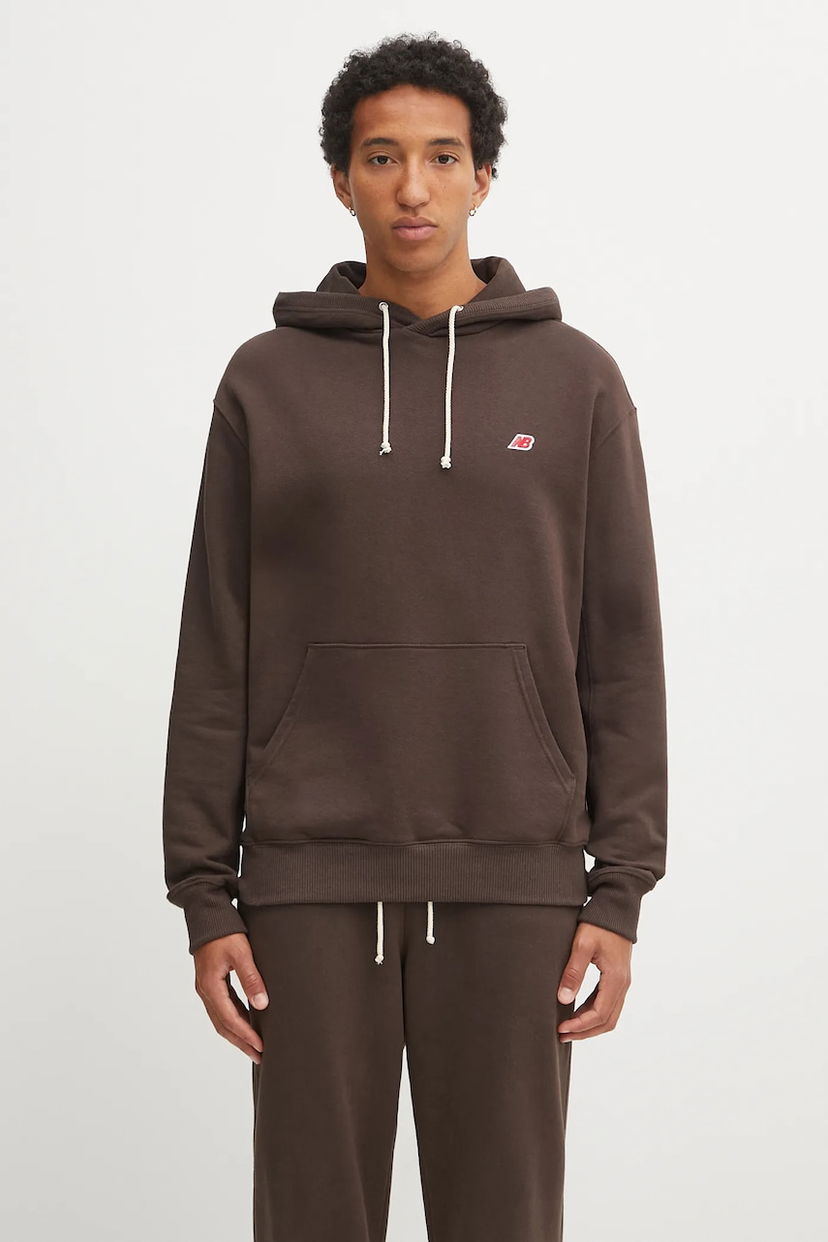 Суитчър New Balance MADE IN USA Core Hoodie Кафяво | MT43546RHE