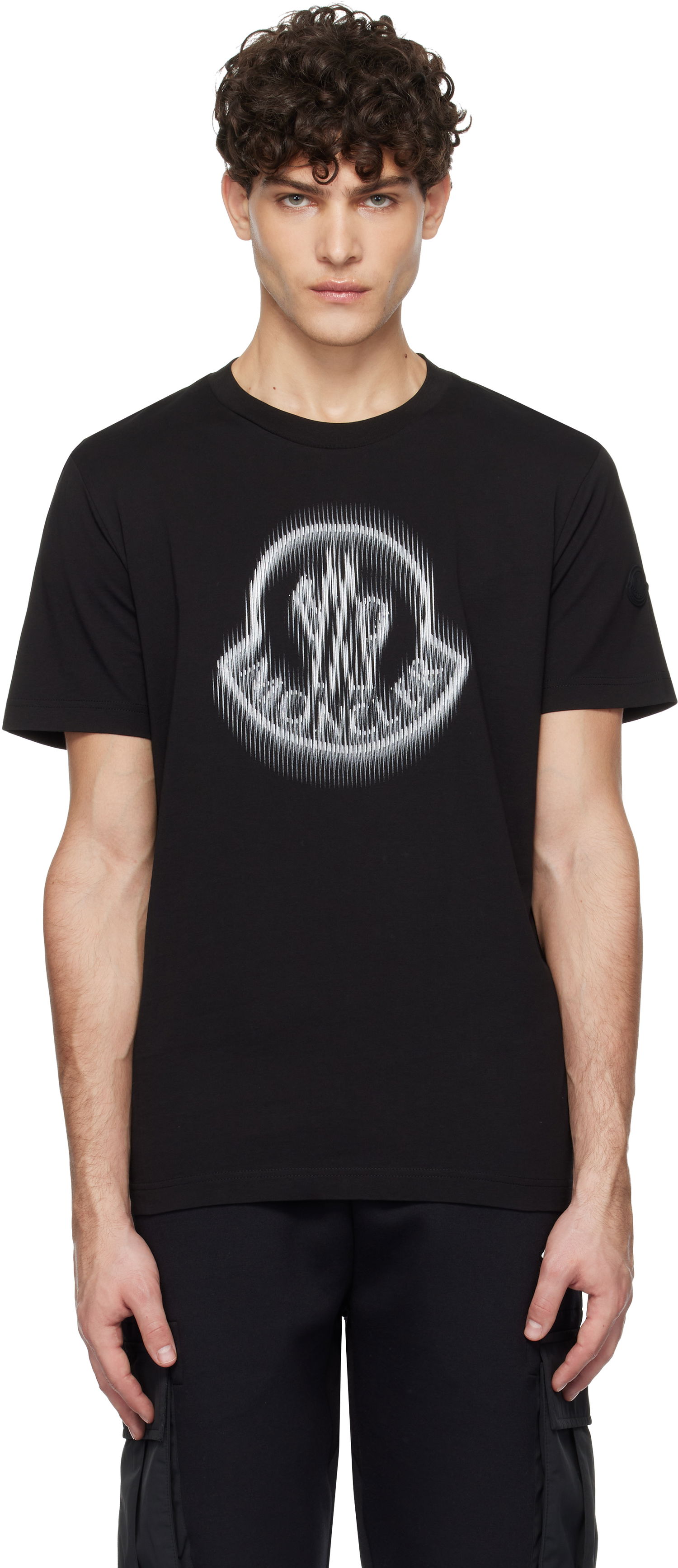 Тениска Moncler Short Sleeve T-Shirt With Graphic Print Черно | K10918C0000489A17, 0
