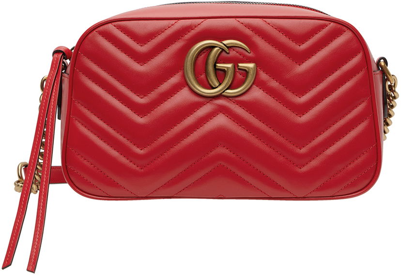 Чанта през рамо Gucci Red Small GG Marmont Червено | 447632 AABZB