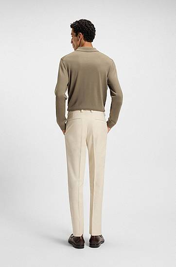 Панталони BOSS Straight-fit Cotton-blend Twill Trousers Бежово | 50551426, 1