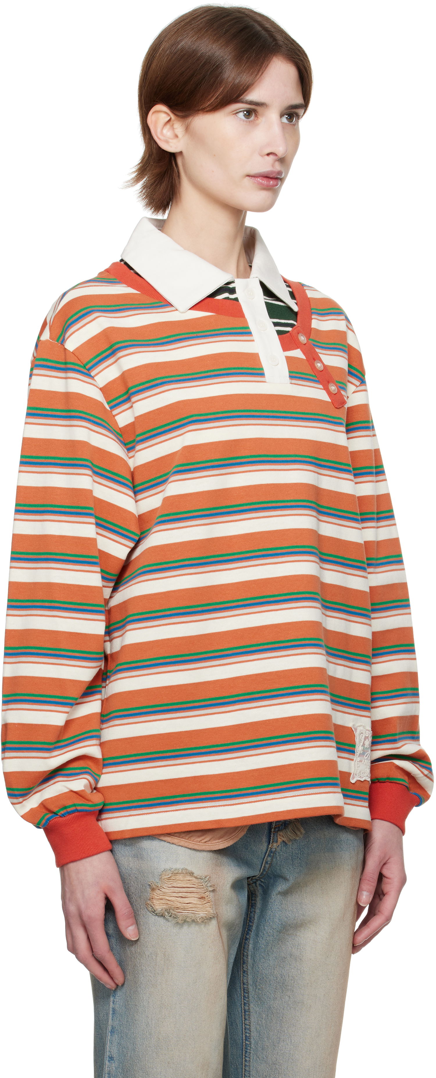 Поло тениска Andersson Bell Andersson Bell Striped Long Sleeve Polo Оранжево
 | atb1259w, 1