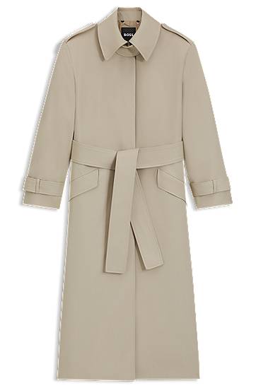 Тренчкот BOSS Virgin Wool Belted Trench Coat Бежово | 50543198, 0