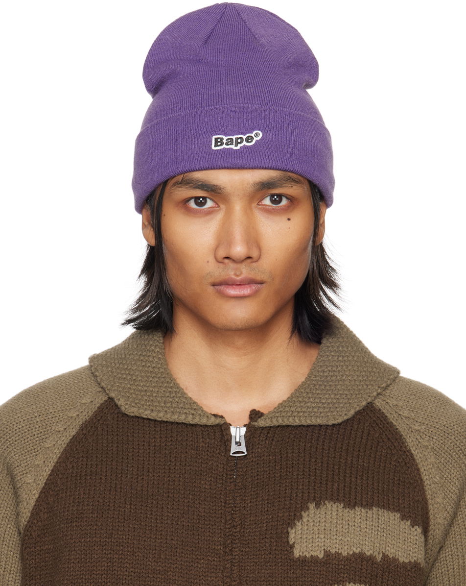 Шапка BAPE Patch Beanie Лилаво | 001HTJ801003M, 0