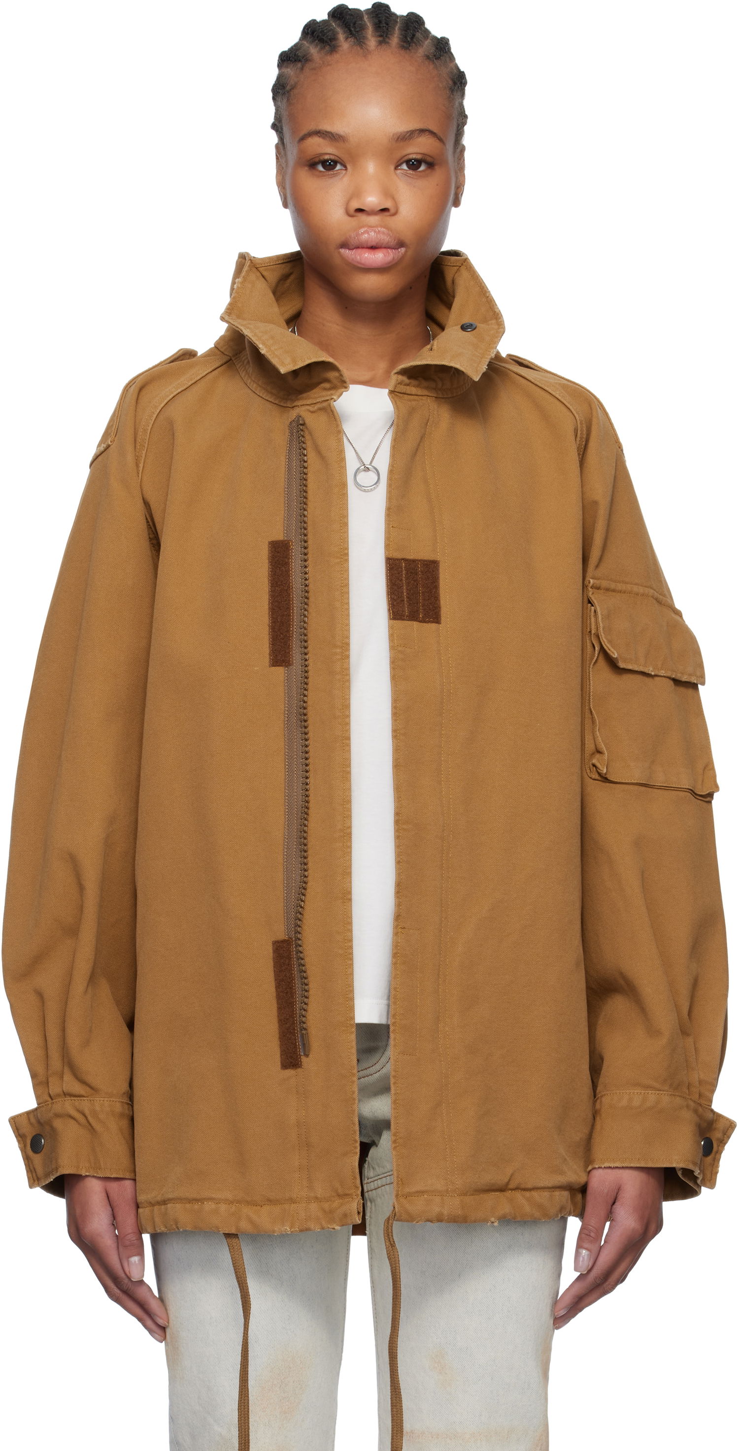 Яке Maison Margiela MM6 Maison Margiela Spliced Canvas Jacket Кафяво | S52AM0313 M35249, 0