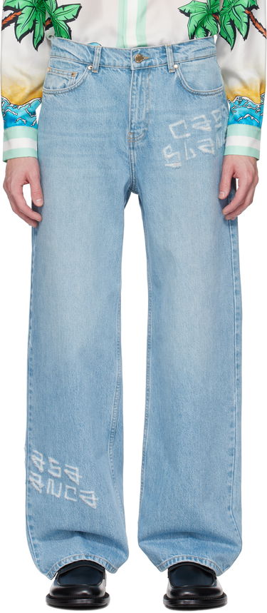 Дънки Casablanca Casablanca Distressed Graffiti Jeans Синьо | MS25-TR-274-01, 0