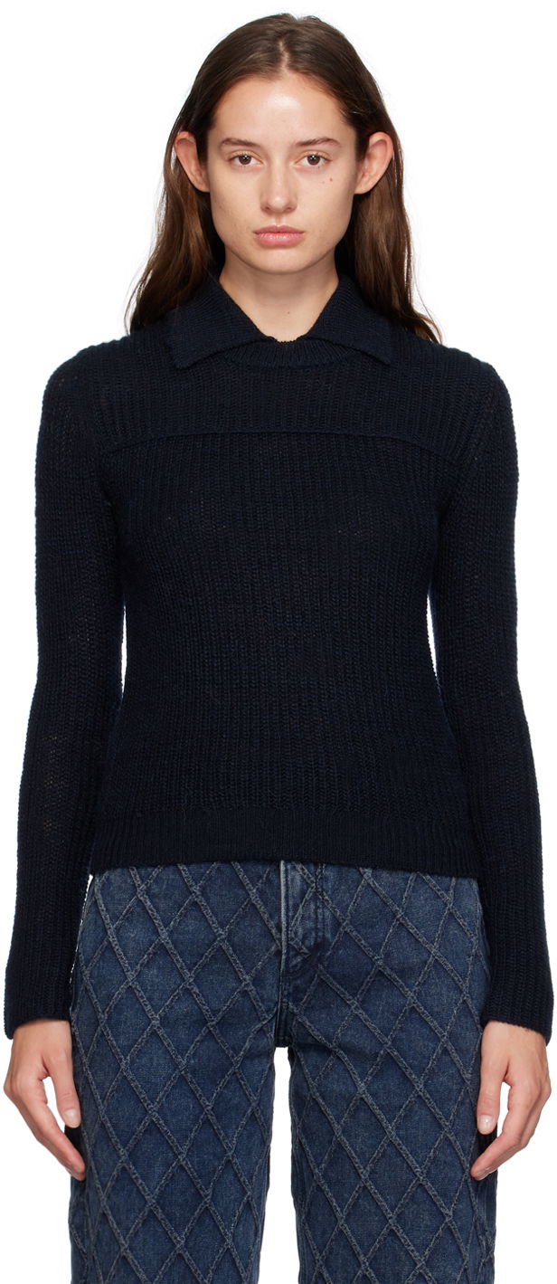 Пуловер rag & bone Madix Knit Polo Top Синьо | WAS24F023PB23, 0