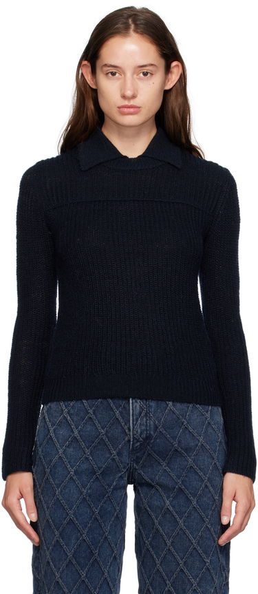 Пуловер rag & bone Madix Knit Polo Top Синьо | WAS24F023PB23, 0