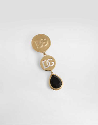Обеци Dolce & Gabbana Dolce & Gabbana Like A Virgin Logo Clip Earrings with Black Stone Металик | WER6V3W1111ZOO00, 2