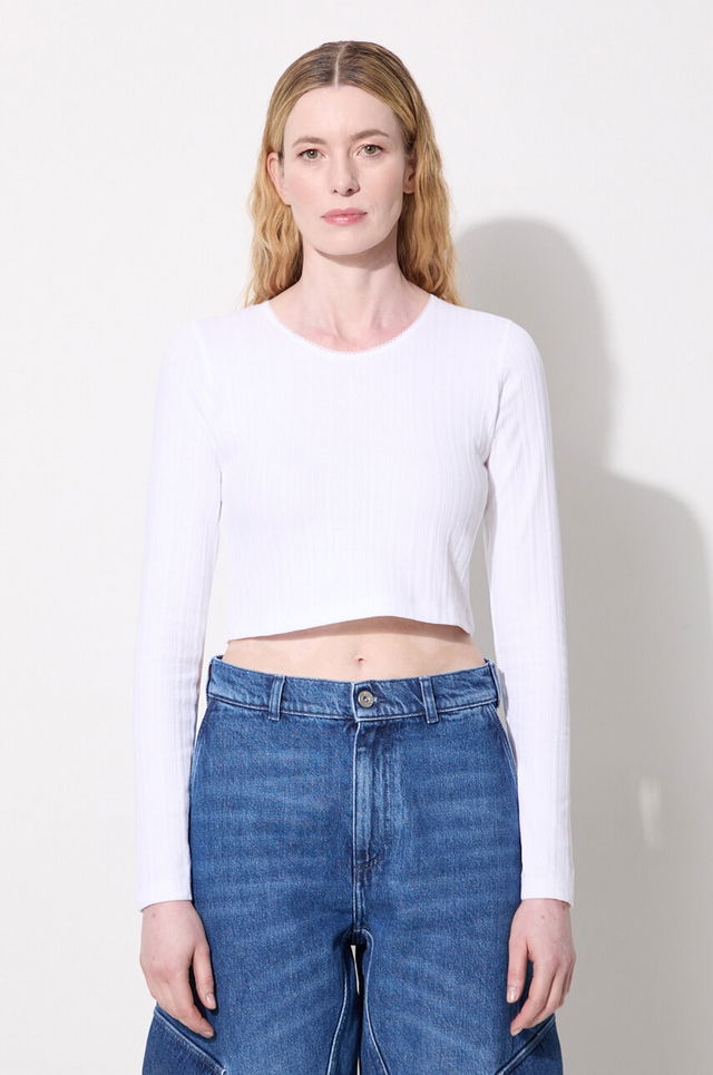 JW Anderson Ribbed Cropped Anchor Embroidery Longsleeve Top