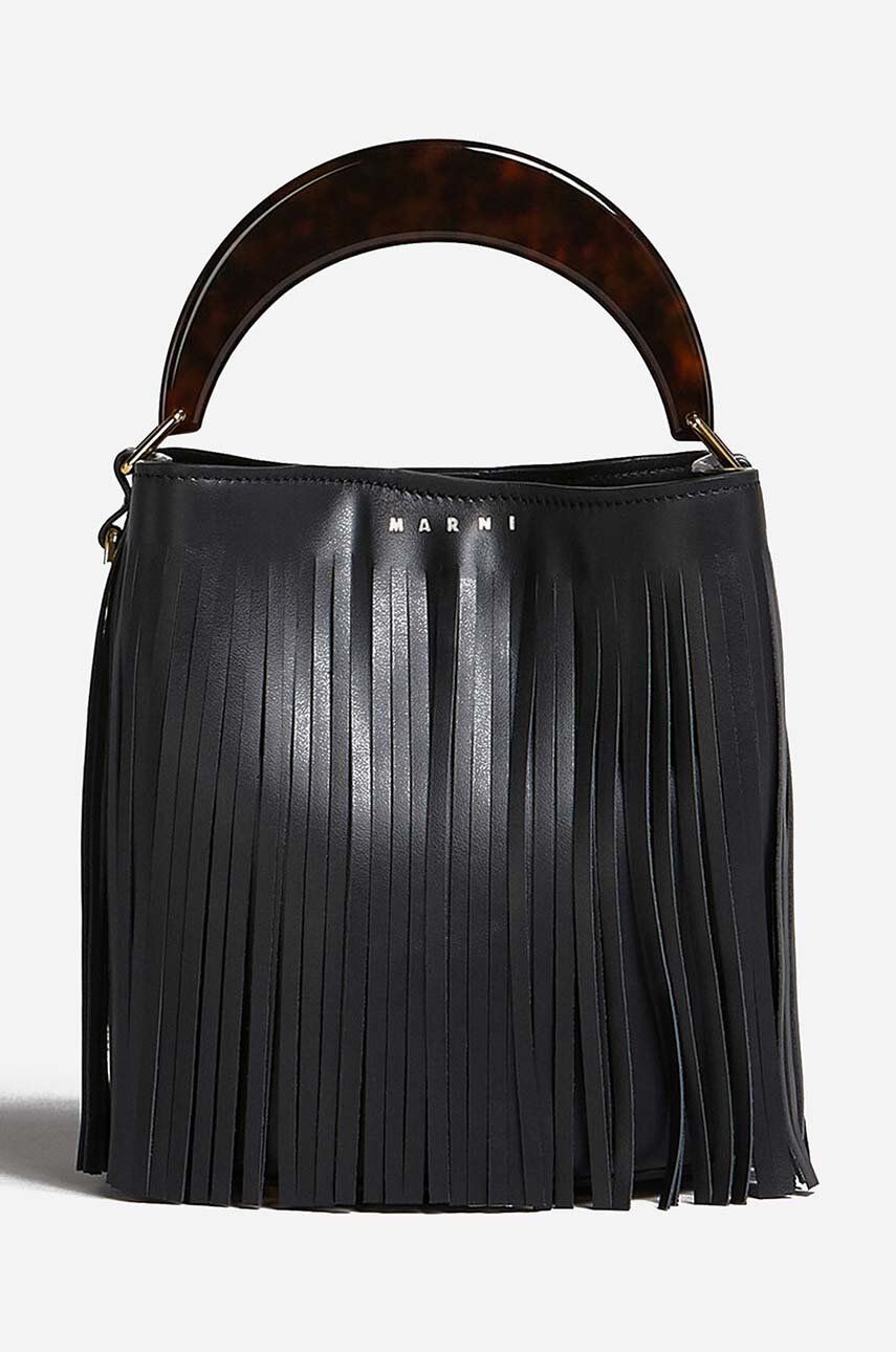Дамска чанта Marni Fringed Leather Handbag Черно | SCMPU09TL9.LV589.ZO280, 0