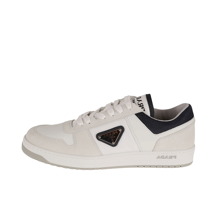 Кецове и обувки Prada Downtown Leather Re Nylon Sneaker White Blue Сиво | 2EE391-BRC-F075A
