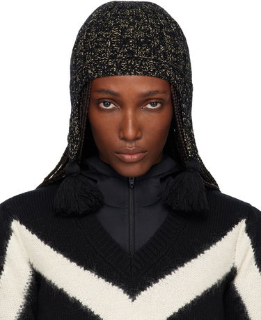 Шапка Valentino Valentino Garavani Metallic Knit Beanie with Ear Flaps and Tassels Черно | 7W2HB02FKAW, 0