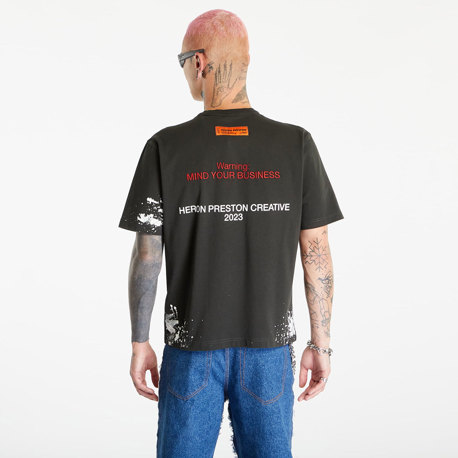 Тениска HERON PRESTON 'H.P.C. Security' T-Shirt Черно | HMAA032F23JER0101001, 1