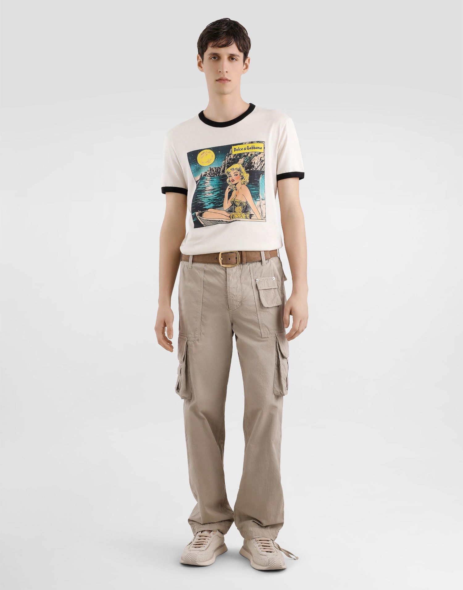 Тениска Dolce & Gabbana Dolce & Gabbana Comic Print Cotton T-Shirt Бежово | G8PV1TG7PHFA4567, 1