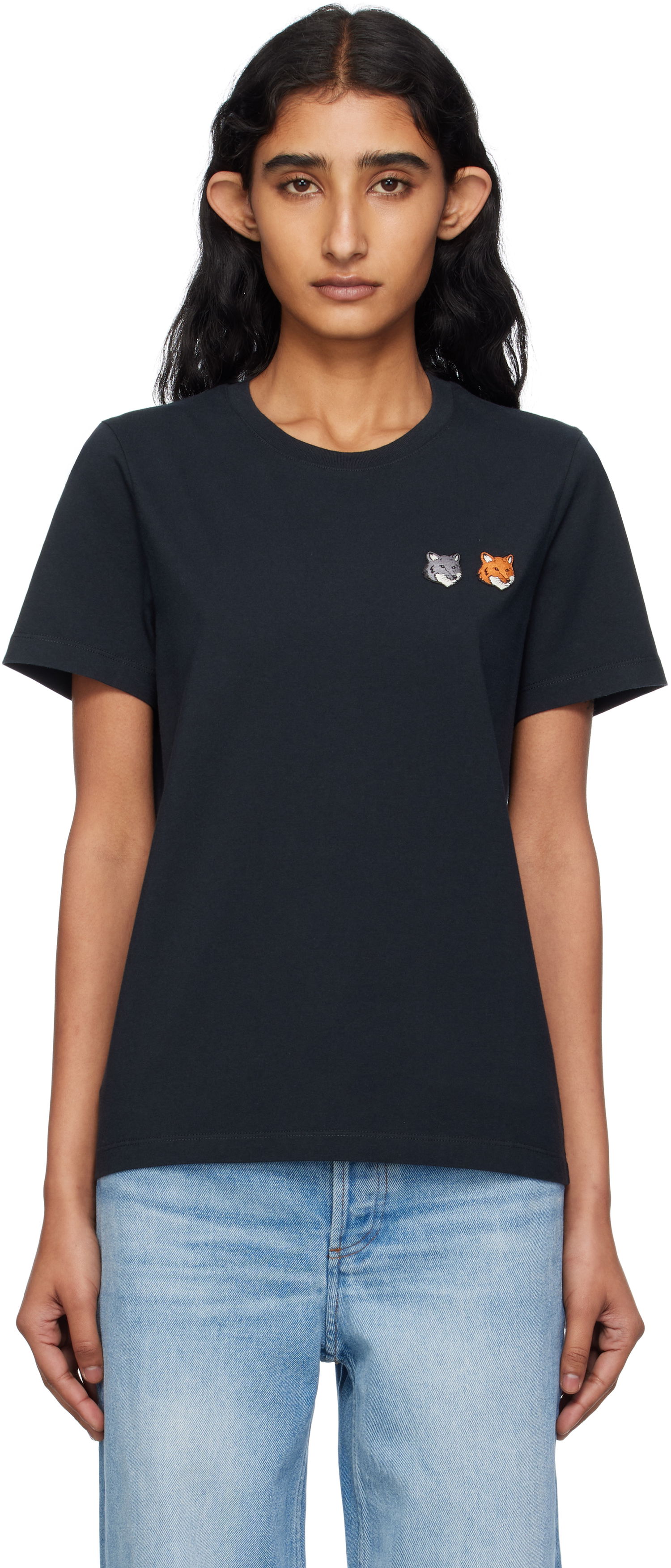 Тениска MAISON KITSUNÉ Maison Kitsuné Double Fox Head T-Shirt Черно | OW011CFKJ0008, 0