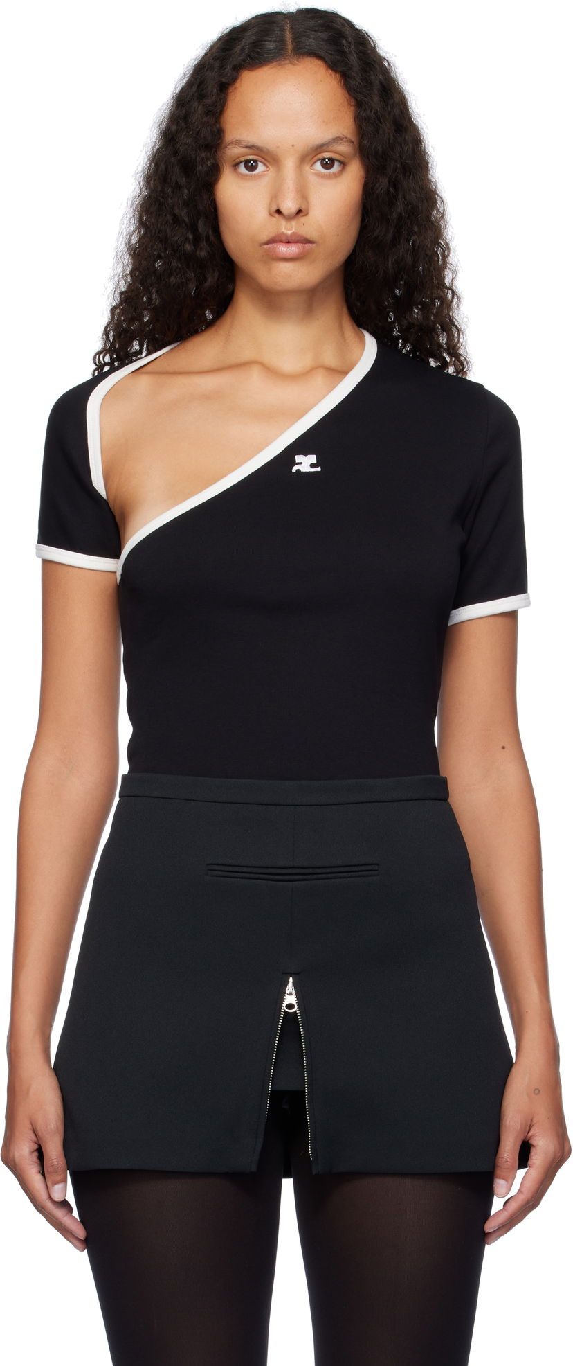 Потник Courrèges Slash Contrast T-Shirt Черно | 424JTS157JS0070