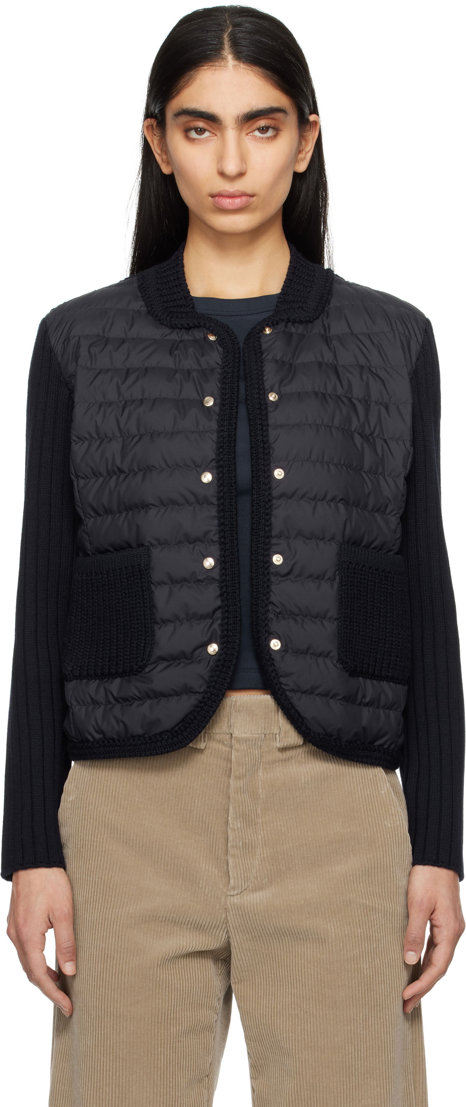 Пуловер Moncler Moncler Padded Wool Down Cardigan Черно | K10939B00013, 0
