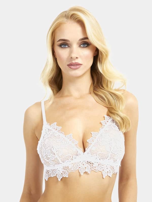 Сутиен GUESS Floral Animalier Embroidery Wired Triangle Bra Бяло | O3BC08KBX60, 0