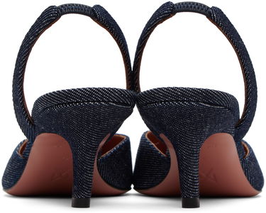 Кецове и обувки Amina Muaddi Sling Heels with Crystal Buckle Синьо | CAMELIA SLING 60 SLANTED DENIM D, 1