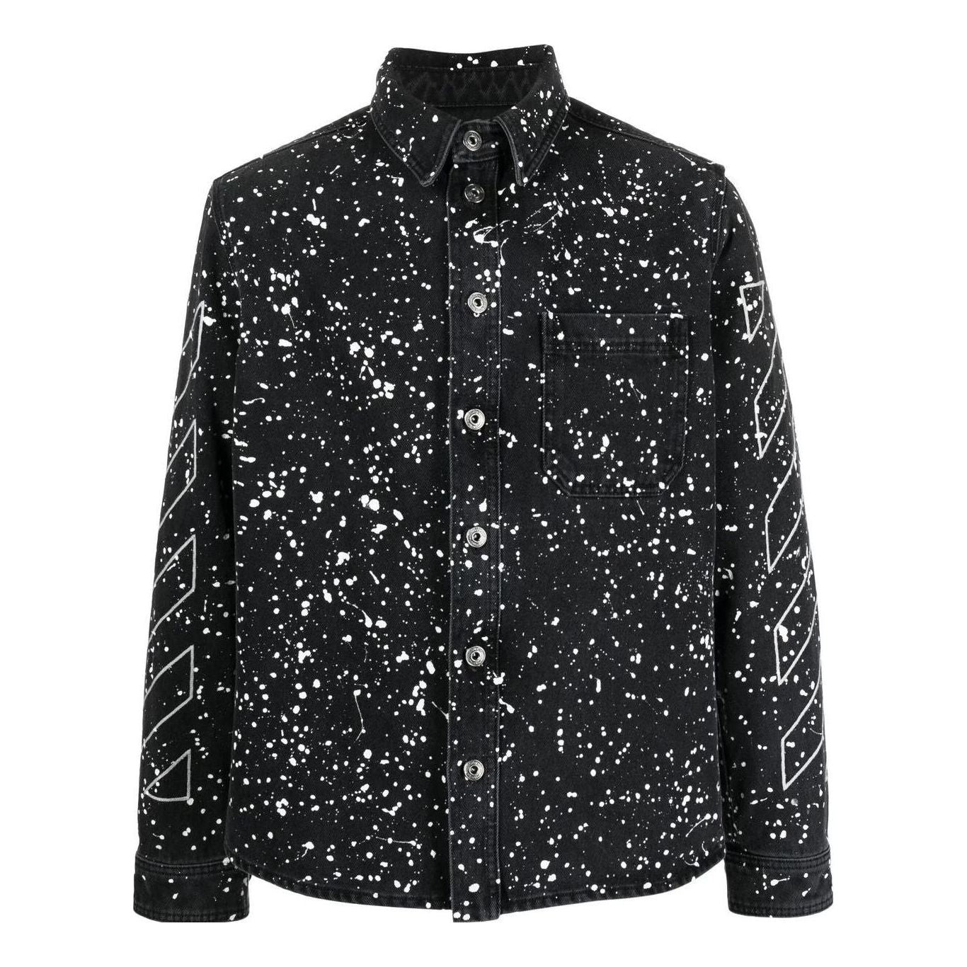 Риза Off-White Black Splatter Print Shirt Черно | OMYD027F22DEN0011001, 0