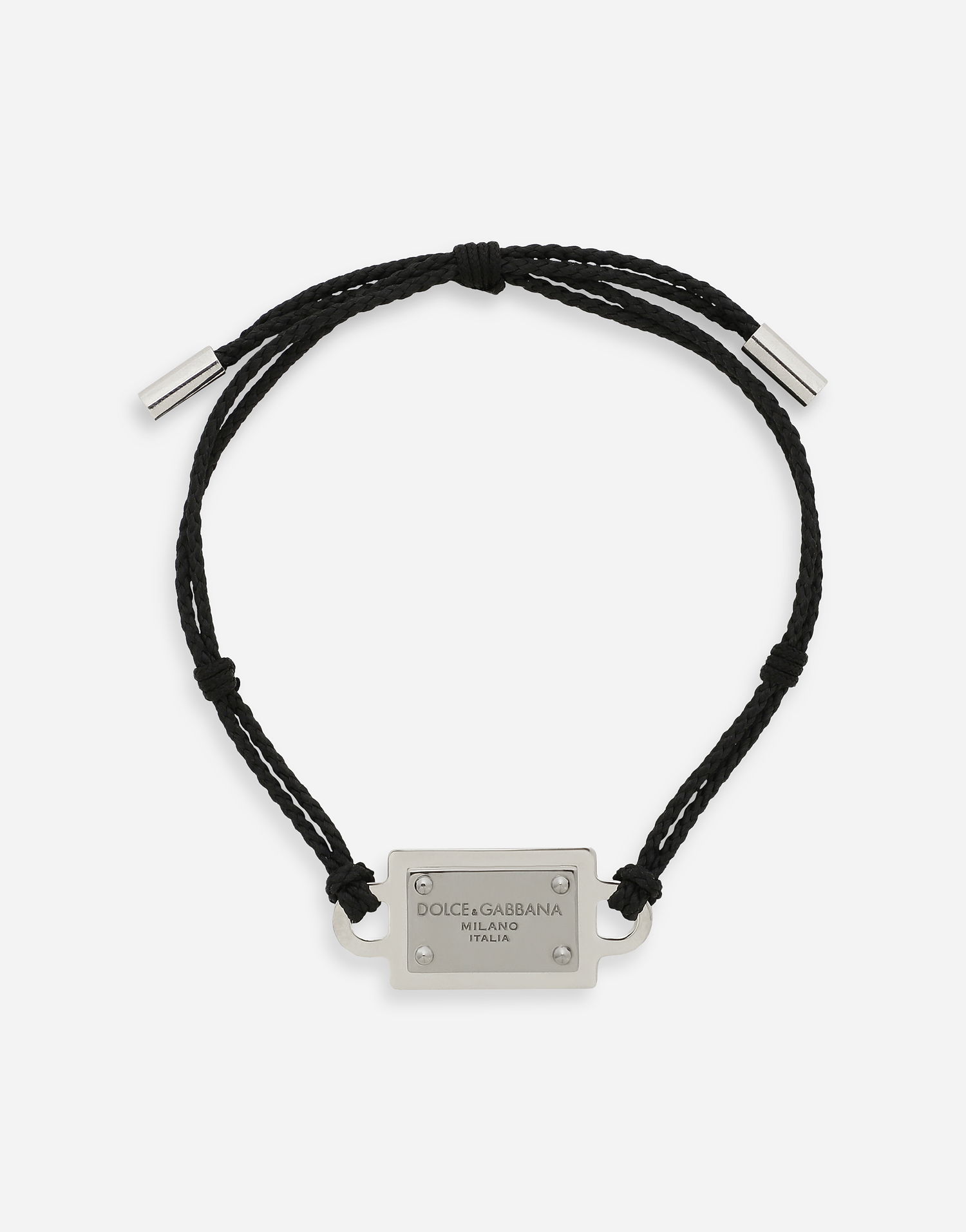 Гривна Dolce & Gabbana Adjustable Cord Bracelet With Metal Tag Черно | WBP5T1W1111N0012, 0