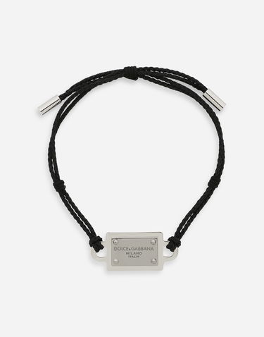 Гривна Dolce & Gabbana Adjustable Cord Bracelet With Metal Tag Черно | WBP5T1W1111N0012, 0