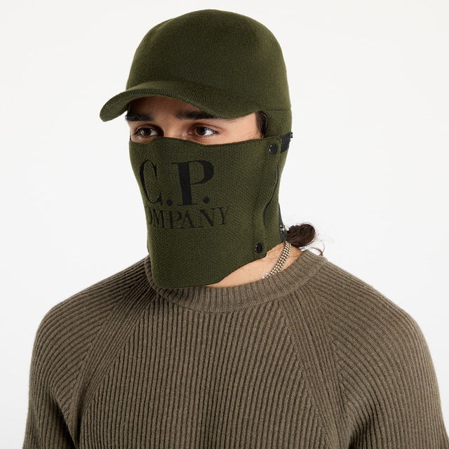 Extrafine Merino Wool Visor Neck Hat Green