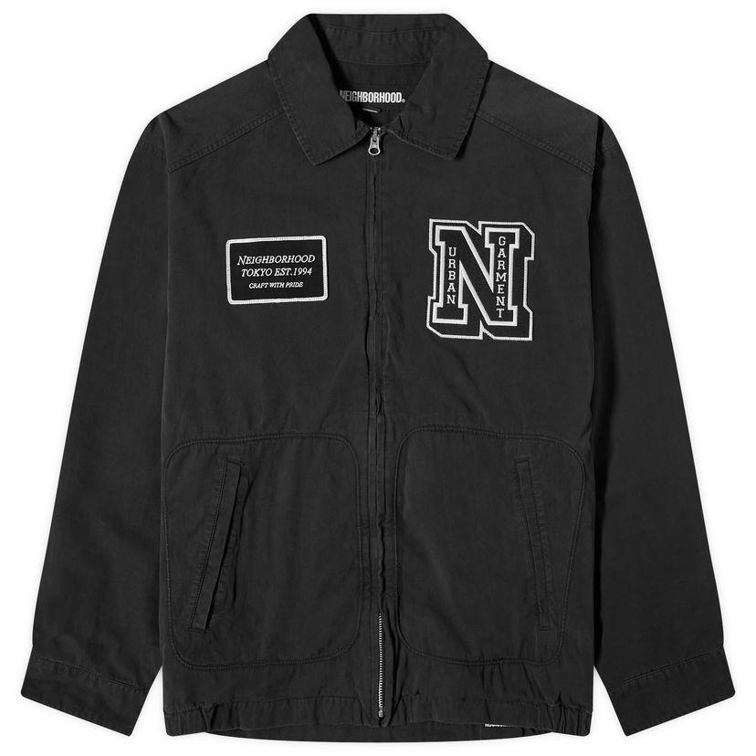 Яке Neighborhood Washed Zip Patch Work Черно | 241SPNH-JKM05-BK