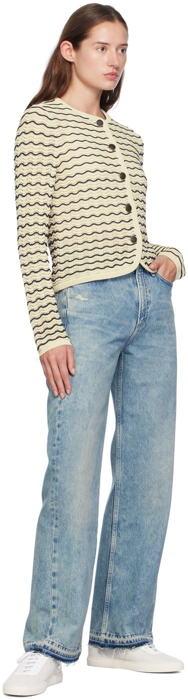 Пуловер rag & bone rag & bone Elisa Wavy Knit Cardigan Бежово | WAS24F068UG68, 3