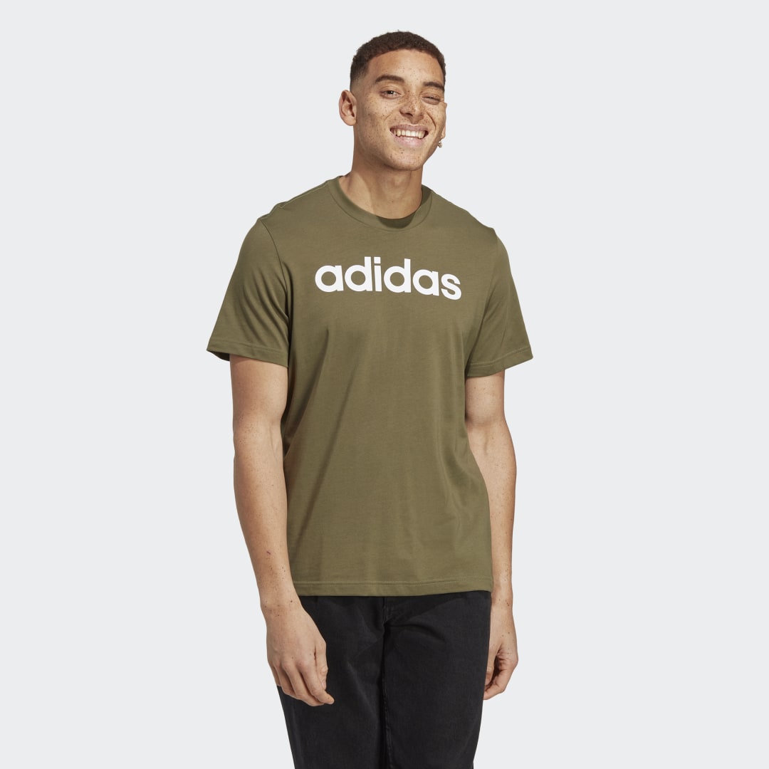 Тениска adidas Originals Essentials Single Jersey Linear Embroidered Logo Tee Зелено | IC9280, 0