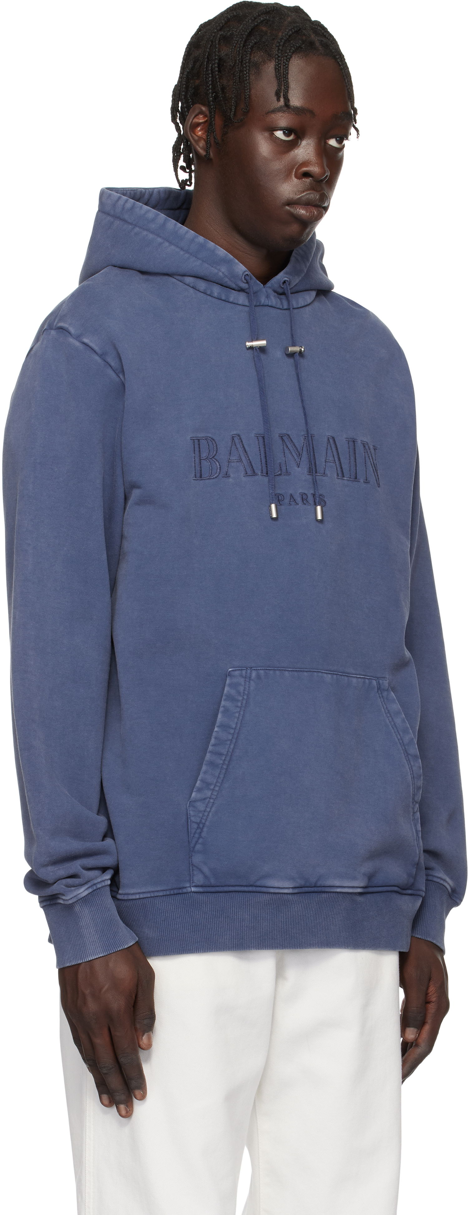 Суитчър Balmain Balmain Vintage Embroidered Hoodie Синьо | EH1JT047BC72, 1