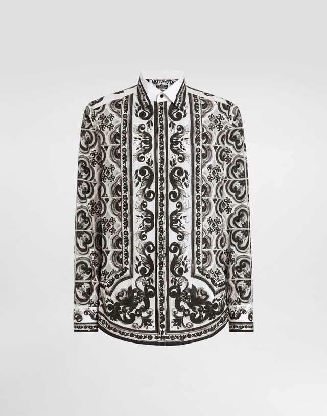 Dolce & Gabbana Majolica Print Poplin Martini Shirt