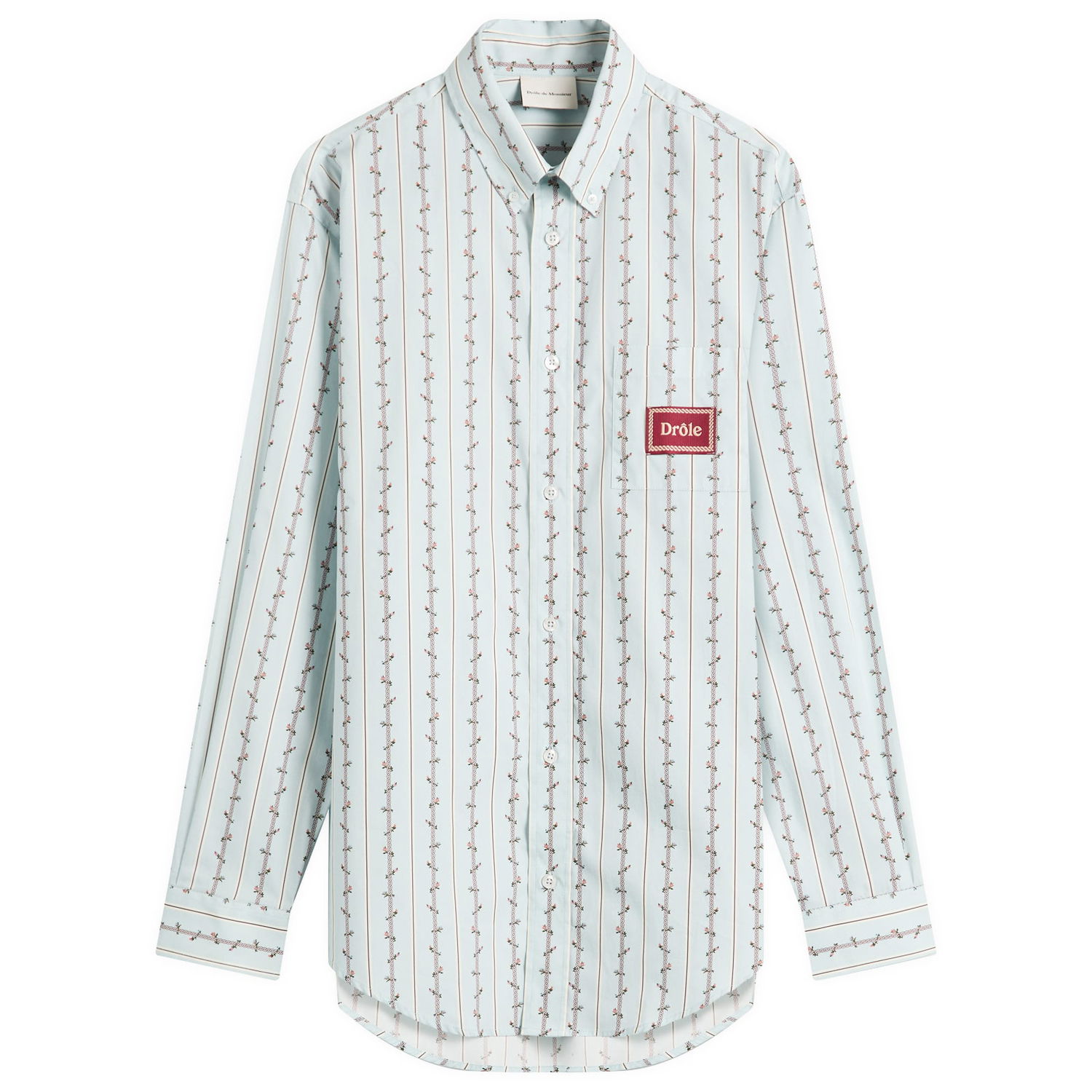 Риза Drôle de Monsieur Drole De Monsieur Floral Stripe Logo Shirt Синьо | I-SH240-CO166-LBE, 0