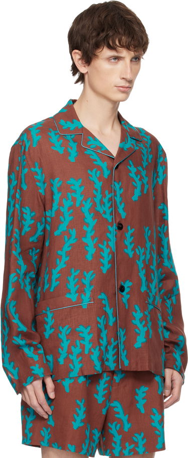 Пижама ZEGNA Linen Pajama Shirt with Coral Pattern Многоцветен | NPC50 009 619, 1