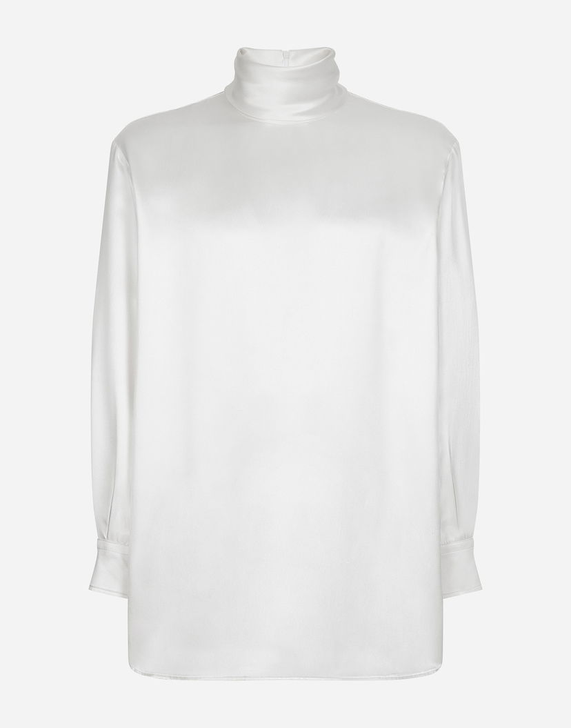 Риза Dolce & Gabbana Silk Turtleneck Long Sleeve Бяло | G8SD9TFU1NUW0800