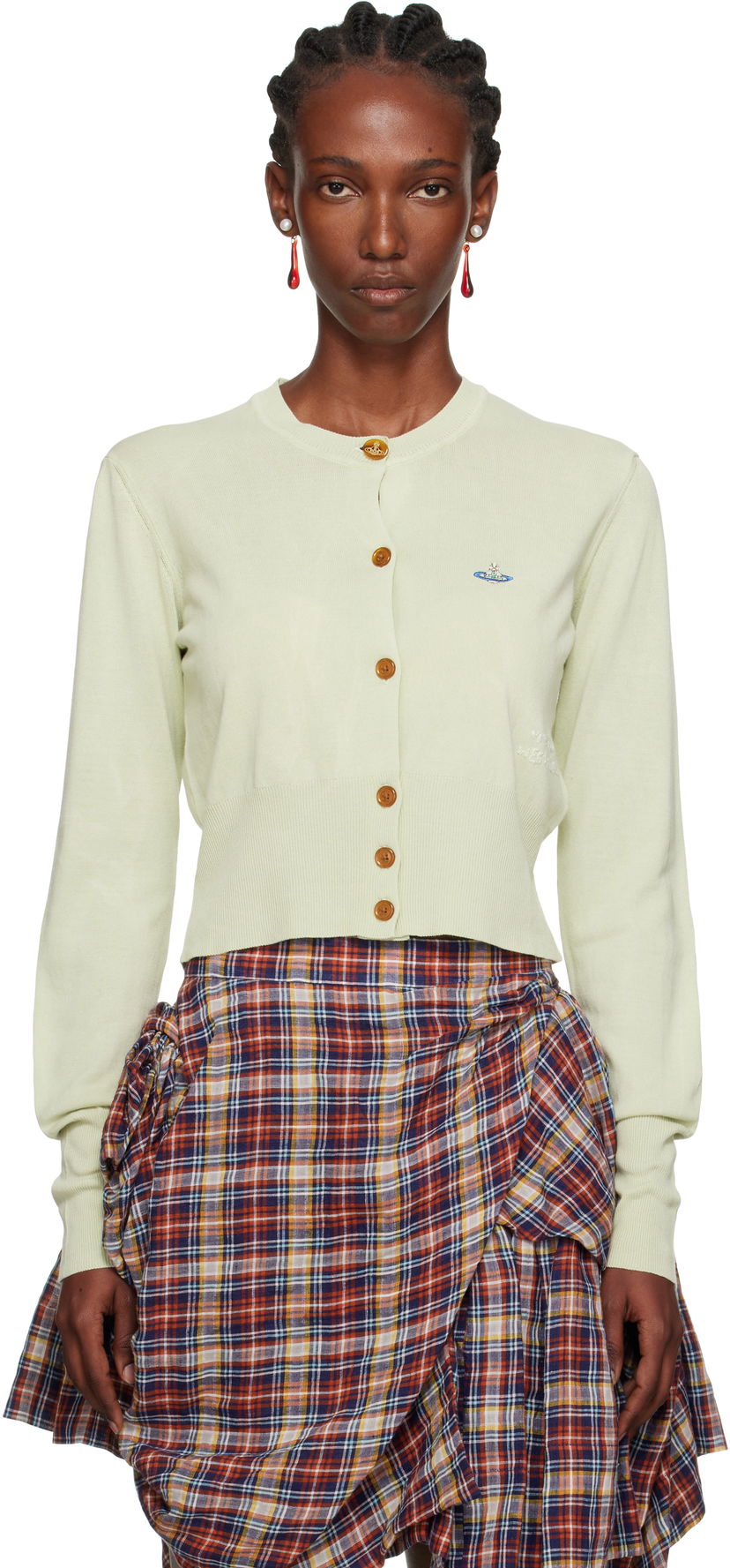 Пуловер Vivienne Westwood Vivienne Westwood Bea Cropped Cardigan Зелено | 1803002U-Y003K-