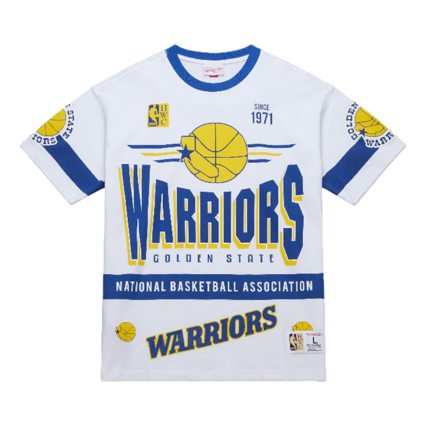 Тениска Mitchell & Ness Mitchell & Ness Golden State Warriors NBA Origins Premium Vintage T-Shirt Бяло | FC9265-GSWWHIT