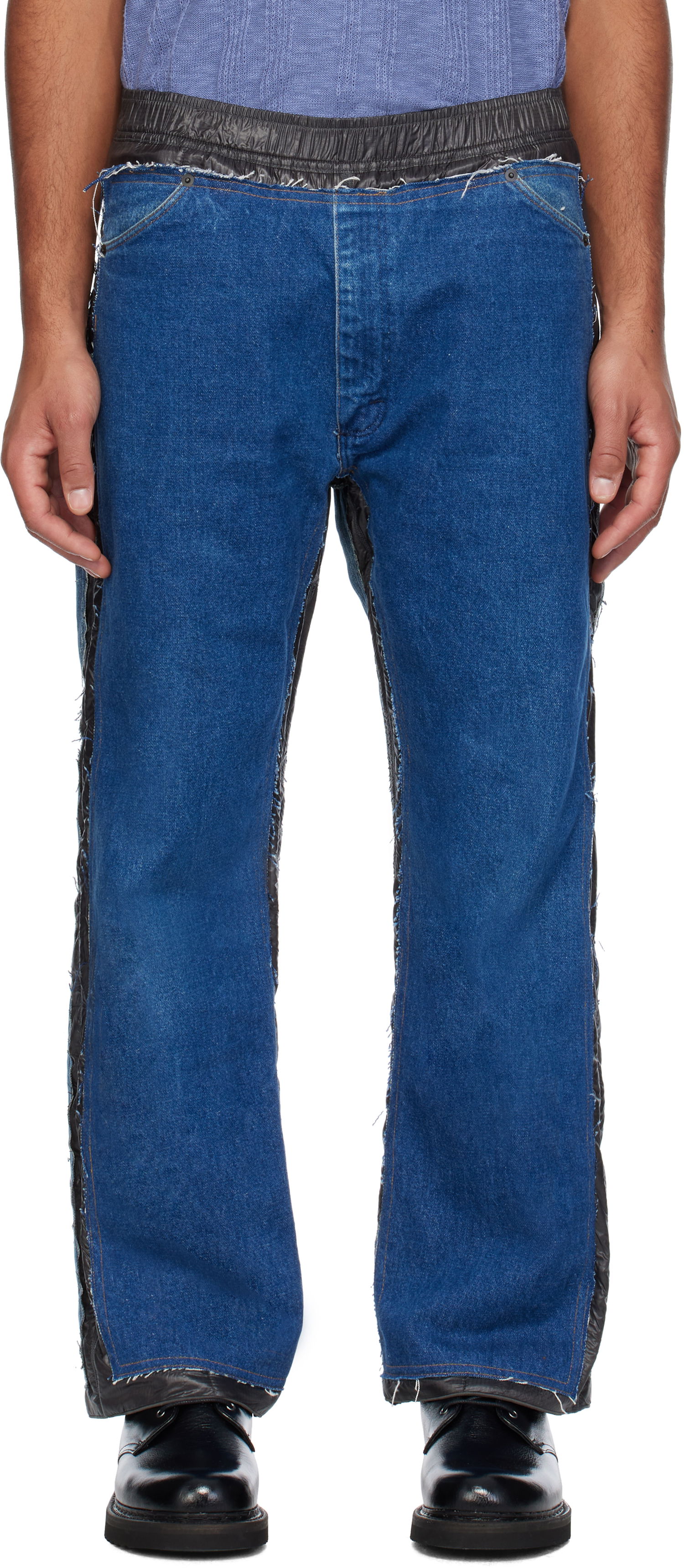 Дънки Needles Indigo & Black Covered Jeans Синьо | PU338, 0