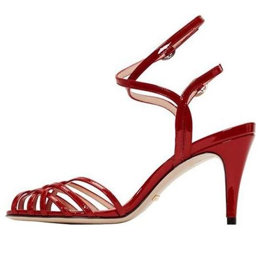 Кецове и обувки Gucci Gucci Draconia Patent Strappy Sandals Червено | 538189-BNC00-6433