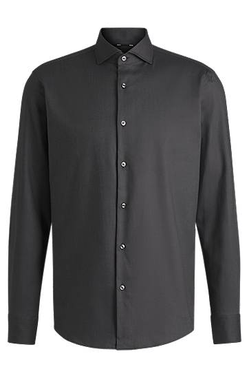 Риза BOSS Regular-Fit Stretch-Cotton Twill Shirt Черно | 50474279, 0