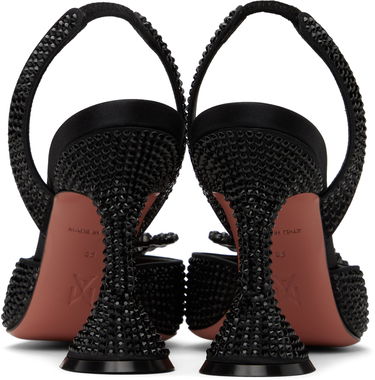 Кецове и обувки Amina Muaddi Amina Muaddi Rosie Crystal Slingback Heels Черно | ROSIE CRYSTAL SLING CL SATIN, 1