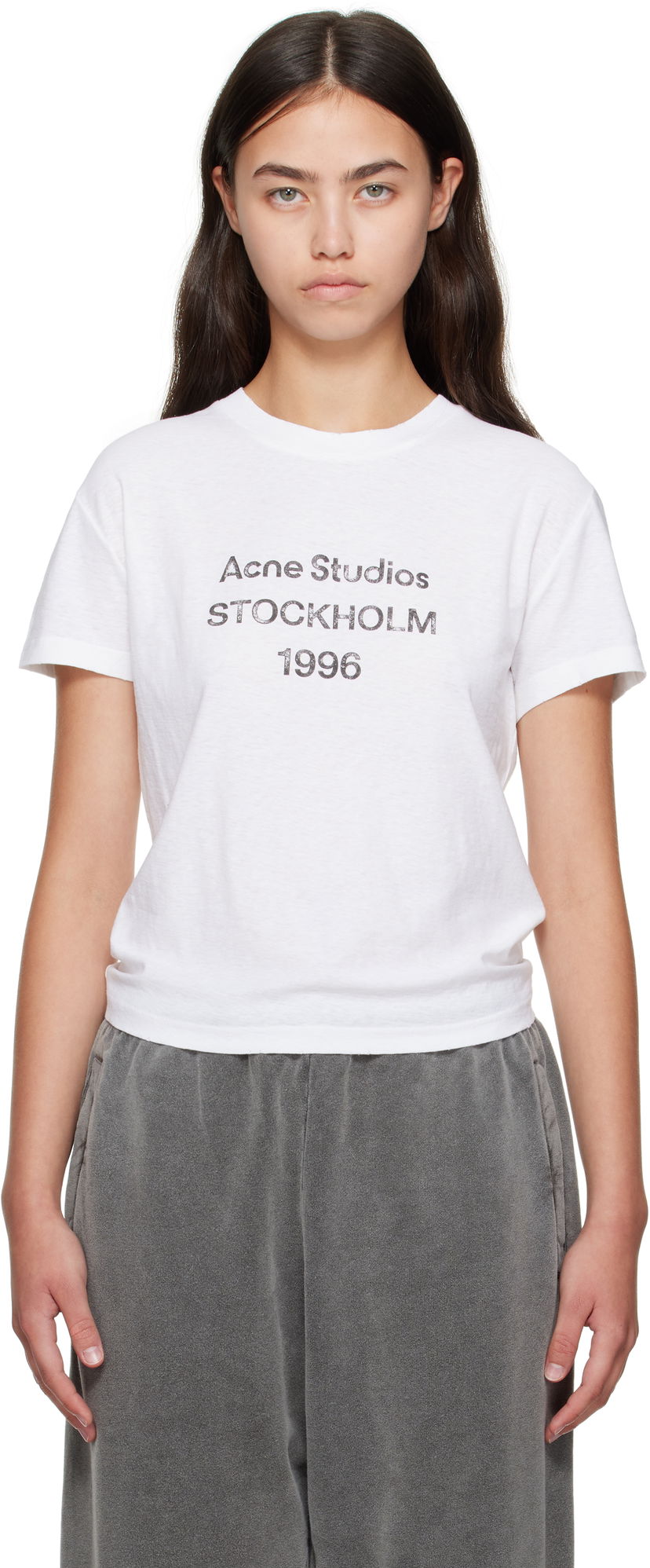 Тениска Acne Studios Acne Studios Logo T-Shirt Бяло | CL0397-